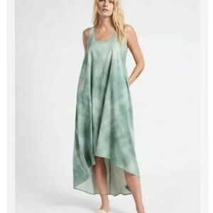 Athleta High Low Green Presidio Printed Dress‎